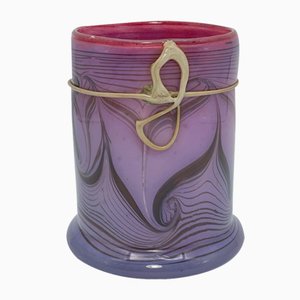 Vaso vintage cilindrico in vetro di Erwin Eisch, anni '80