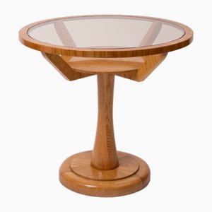 Vintage Czechoslovakian Console Table in Ash and Smoked Glass, 1950s