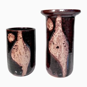 Modern Danish Studio Ceramic Art Vases from Ravnild Denmark, 1970s, Set of 2