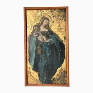 Mary and Child, 1800s, Large Oil on Canvas