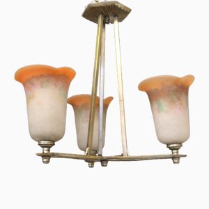 French Art Deco Ceiling Lamp from Noverdy, 1920s