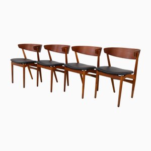 Vintage Danish Teak Dining Chairs No. 7 by Helge Sibast, 1960s, Set of 4