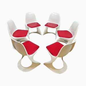 Space Age Dining Set Chairs & Table Dining by Alexander Begge for Casala, 1970s, Set of 7
