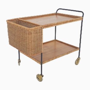 Helmut Magg zugeschriebener Rattanwagen für Deutsche Werkstätten Gmbh, Deutschland, 1960er