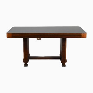 Art Deco Table with Glass Top, 1940s