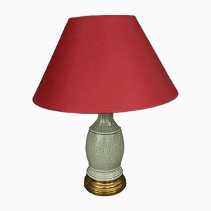 Napoleon III Lampe aus grünem Cecidon auf Messingsockel