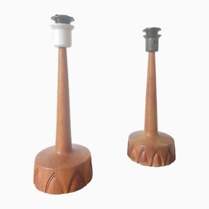 Teak Tischlampen von Tranås Stilarmatur, Schweden, 1960er, 2er Set