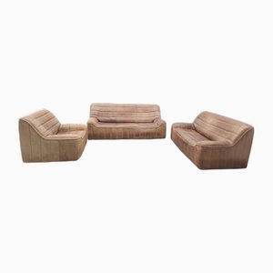 Canapé Ds 84 en Cuir Marron de de Sede, 1970, Set de 3