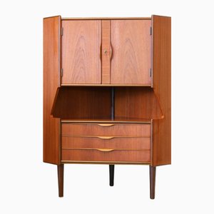 Meuble d'Angle en Teck avec Meuble de Bar de Omann Jun, Danemark, 1960s