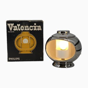 Lámpara de mesa Valencia bañada en platino de Marcello Cuneo para Philips, en su caja original, años 60