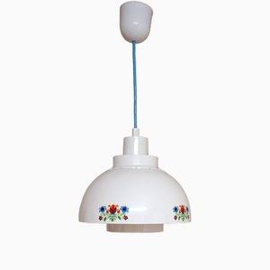 Plafonnier Vintage avec Abat-Jour en Plastique Blanc, 1970s
