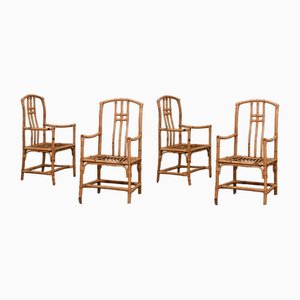 Mid-Century Bamboo Chairs, 1950s, Set of 4