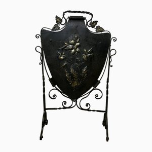 Victorian Arts and Crafts Gothic Shield Iron Fire Screen
