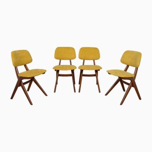 Chaises de Salle à Manger Mid-Century en Teck Ciseaux par Louis Van Teefelen pour Wébé, Pays-Bas, 1950s, Set de 4