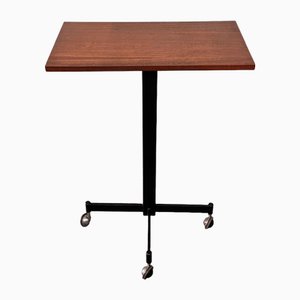 Vintage High Coffee Table with Teak Top and Metal Frame with Casters, 1960s