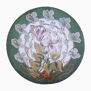 Piatto decorativo Art Nouveau antico dipinto a mano, 1901