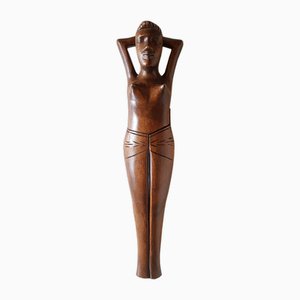 Vintage Handcarved Wooden Female Nude Nutcracker