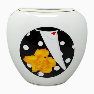 Vintage French Porcelain Vase by R. Ortol for Limoges, 1970s