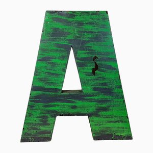 Large Vintage Green Iron Facade Letter A, 1970s