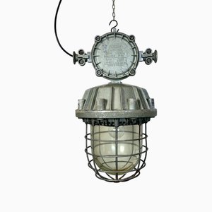 Lampada a sospensione industriale in alluminio pressofuso di Zaos, anni '70