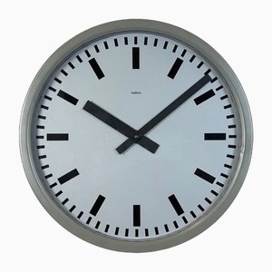 Industrial Grey Station Wall Clock from Nedklok, 1960s