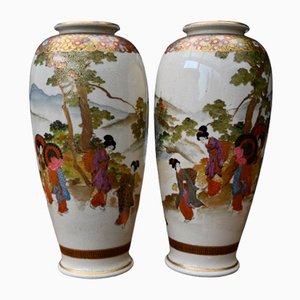 Vases Satsuma en Faïence, Japon, Set de 2