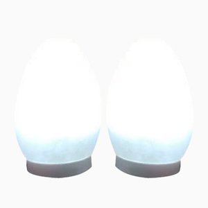 Egg Tischlampen aus mundgeblasenem Glas, 1990, 2er Set