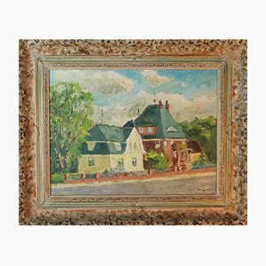 Walter Brüggmann, Post-Impressionist Houses, 2001, Oil on Board, Framed