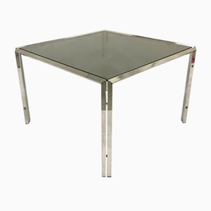 Mid-Century Chrome and Smoked Glass Coffee Table, 1980s