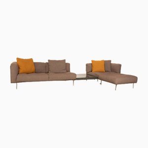 Divano ad angolo Living Divani Rod in tessuto marrone-beige di Piero Lissoni