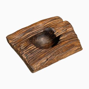Asian Dark Brown Square Hollow Circular Teak Bowl