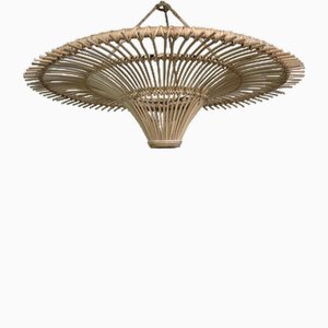 Large Rattan Saucer Suspension with Iron Frame