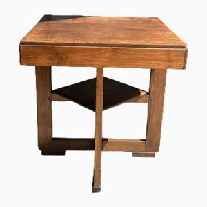 Small Vintage Modernist Square Side Table with Quadripod Base
