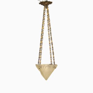 Lampada a sospensione Art Déco di David Gueron per Verrerie Dart Degué, Francia, anni '20