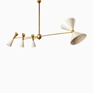 Lustre Asymétrique à Quatre Bras en Laiton par Silvio Piattelli