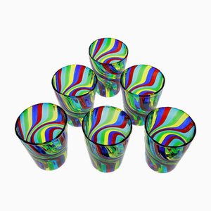 Murano Art Glass Tumblers by Silvio Piattelli, Set of 6