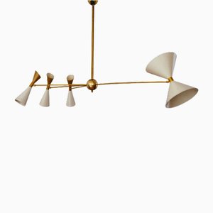 Four-Arm Brass Asymmetrical Chandelier by Silvio Piattelli