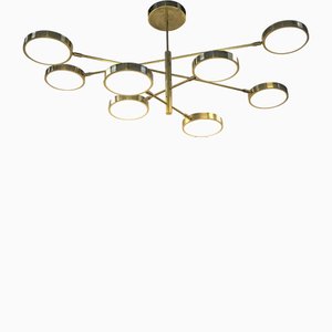Brass 8 Rotating Arms Chandelier by Silvio Piattelli