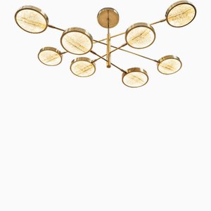 Ivory Onyx and Brass Chandelier by Silvio Piattelli