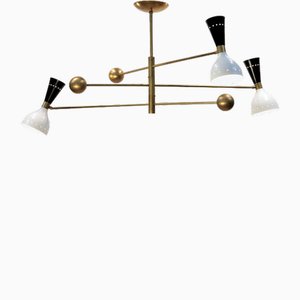 Lustre Orbitale en Laiton par Silvio Piattelli