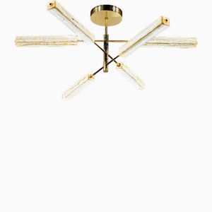 Skulpturaler Kronleuchter aus Messing & Elfenbeinfarbenem Onyx von Silvio Piattelli