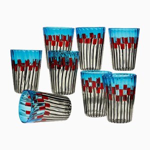 Murano Glas Becher im Stil von Gio Ponti, 8 . Set