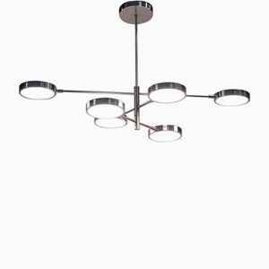 Sistema Kronleuchter aus gebürstetem Nickel & Glas von Silvio Piattelli