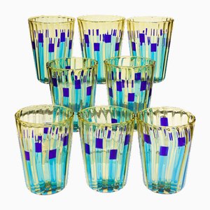 Murano Glass Tumblers in the style of Gio Ponti, Set of 8