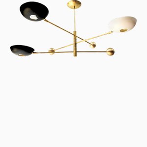Compact Orbitale Brass Chandelier by Silvio Piattelli