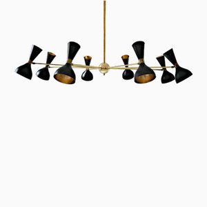 Lustre à Huit Bras en Laiton par Silvio Piattelli