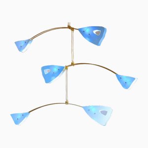 Cinetico Murano Glass and Brass Mobile Chandelier