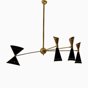 Four-Arm Brass Asymmetrical Chandelier