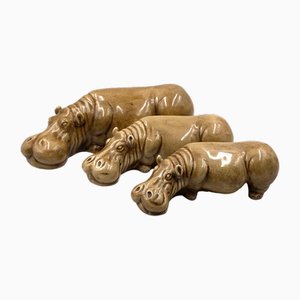 Mid-Century Ceramic Hippos from Zaccagnini, Italy, 1950s, Set of 3