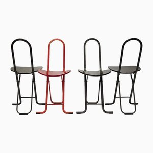 Silla plegable Dafne de Gastone Rinaldi para Thema, Italia, años 70. Juego de 4